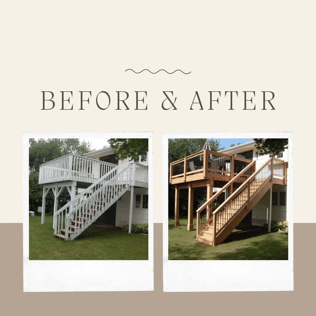 Cedar deck before after farmington MN by BN Builders