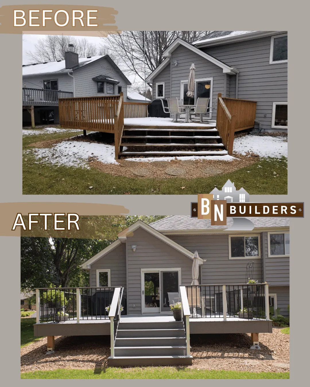 Trex deck before after burnsville MN by BN Builders