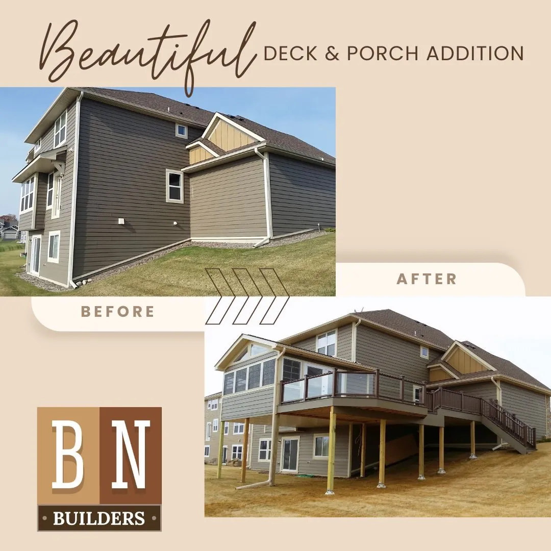 Trex deck porch addition before after chanhassen MN by BN Builders